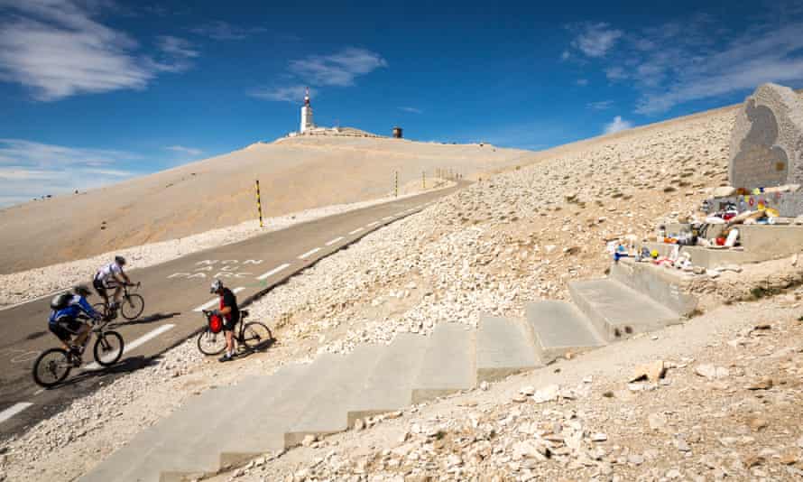 The Tom Simpson memorial near the summit of Mt Ventoux, France.