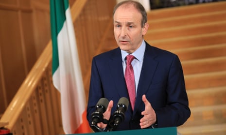 The Irish taoiseach, Micheál Martin, speaking at a press conference last month.
