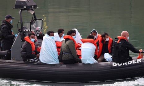 Migrants on Border Force boat