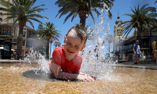 A child finds relief from the hot weather in Adelaide, South Australia.