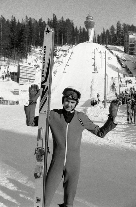 Matti Nykanen at the Puijo ski jumping competition in Kuopio, Finland in 1981