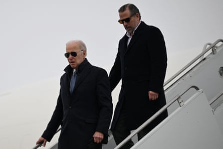 Joe and Hunter Biden deplaning.
