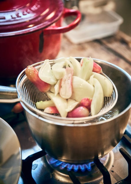 Vegetables being steamed