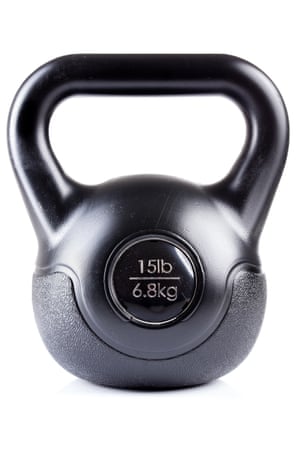 Close-Up Of Black Kettlebell Over White BackgroundWeight, isolated on white background