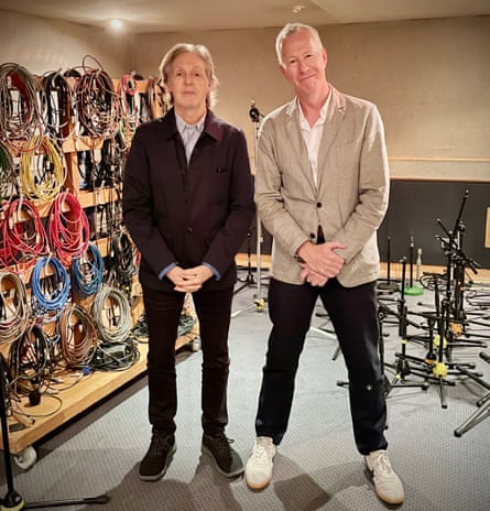 Paul McCartney with John Wilson, his interviewer for This Cultural Life on BBC Radio 4.