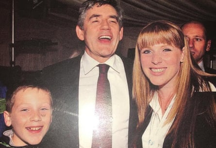 Deputy Labour leader Angela Rayner with her son Ryan and then Labour leader and prime minister Gordon Brown at the 2007 Labour party conference
