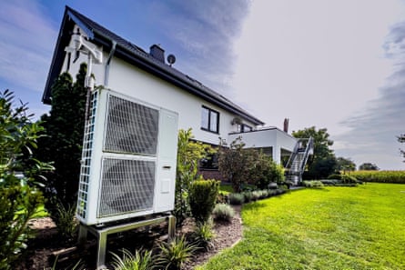 A heat pump in front of a house in Rietberg Germany
