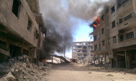 Darayya, a suburb of Damascus, seen after an airstrike