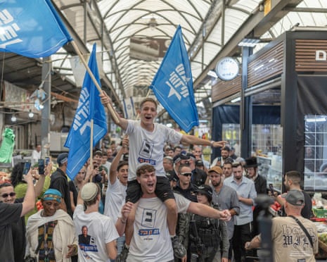 Supporters of Itamar Ben-Gvir, Israel's national security minister, campaign on 14 October.