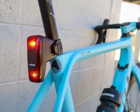 A Wahoo TRACKR Radar bike light
