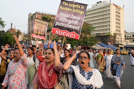 Protesters in India condemning the terror attack on tourists in Pahalgam in April