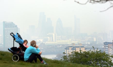 The view from Greenwich in London as pollution hangs over the city