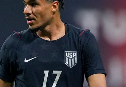 Malik Tillman #17 of the USA chases after a ball during a game between Portugal and USA at Mercedes-Benz Stadium on March 31, 2026 in Atlanta, Georgia.