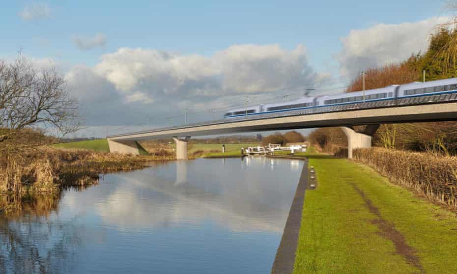 an artists image of the future HS2 line