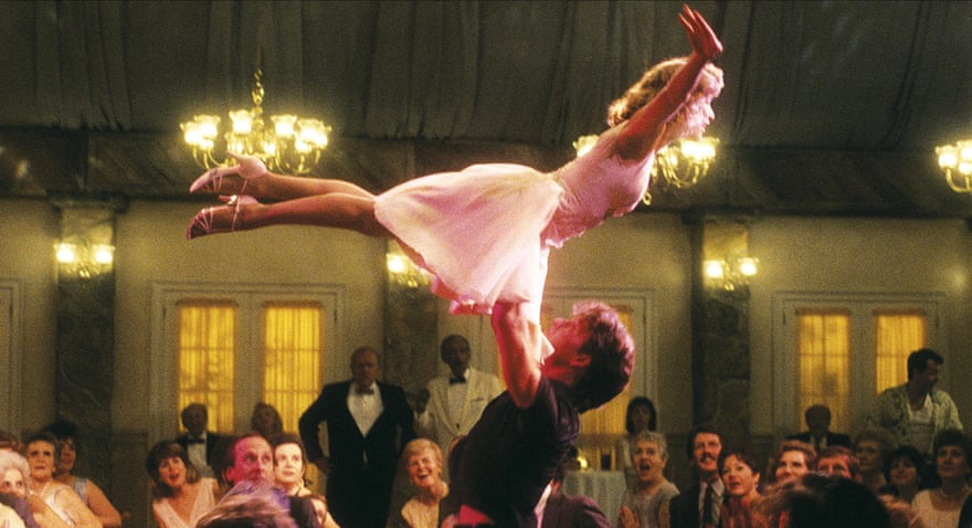 Gray and Swayze doing the famous 'lift' in Dirty Dancing.