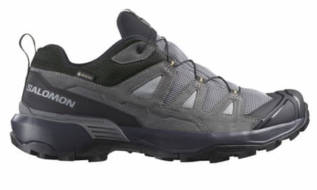 A grey and black walking boot