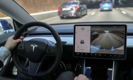 Inside a Tesla Model 3.