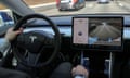 The interior of a Tesla Model 3 electric vehicle in Moscow on 23 July 2020.