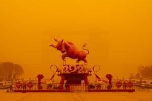 Jiuquan, China: The strongest sandstorm in a decade blows through the city.