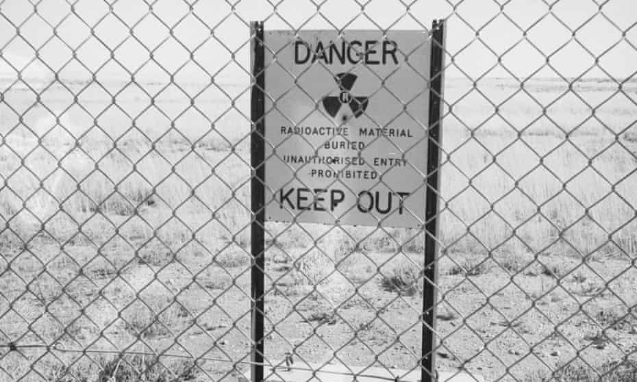A nuclear radiation warning sign at Maralinga village in 1952