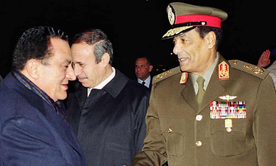 Field Marshal Mohamed Tantawi, right, greeting Hosni Mubarak in Cairo, Egypt.