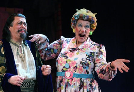 McKellen dressed as a dame in a pantomime