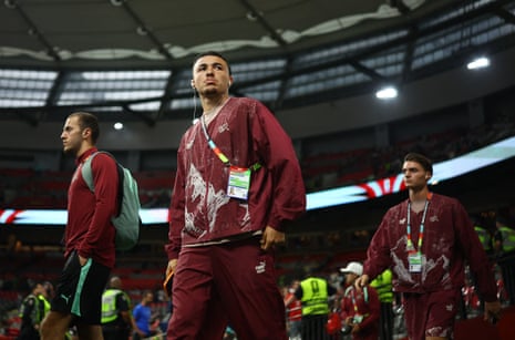 Ruben Vargas and teammates check out the pitch at BC Place.