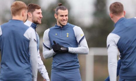 Gareth Bale at Tottenham training on Tuesday before the team’s trip to Austria to face Lask in the Europa League.