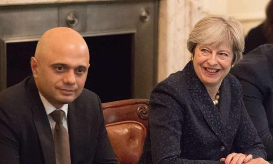 Home secretary Sajid Javid and prime minister Theresa May.