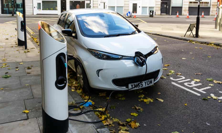 A kerbside charging point for electric vehicles in London