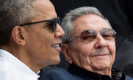 US president Barack Obama and his Cuban counterpart Raúl Castro enjoy an exhibition baseball game in Havana.