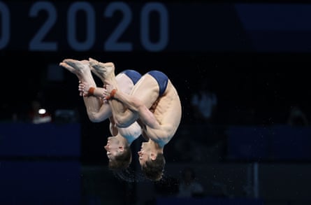 Tom Daley and Matty Lee compete in the men’s synchronised 10m platform final at the Tokyo 2020 Olympic Games