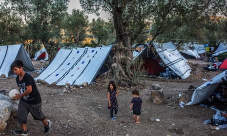 A refugee camp on the Greek island of Lesbos