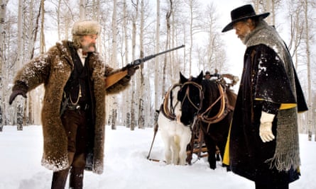 Kurt Russell and Samuel L Jackson in The Hateful Eight (2015), which marked Morricone’s return to the western genre.