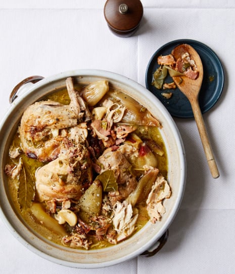 Fergus Henderson's braised rabbit with mustard and bacon.