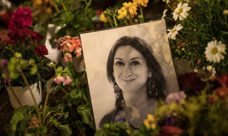 Flowers and tributes for the late Maltese journalist Daphne Caruana Galizia
