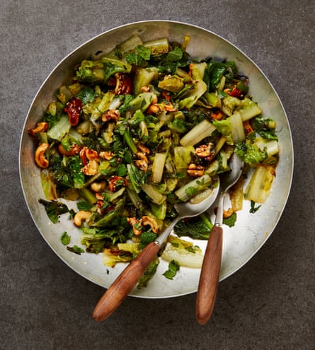 Yotam Ottolenghi’s stir-fried romaine with sweet and sour cashews.