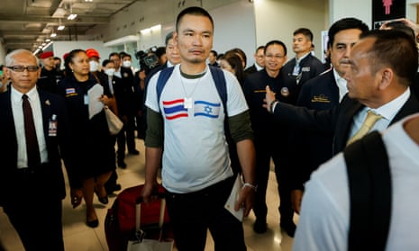 One of the Thai hostages freed by Hamas arrives back in Bangkok
