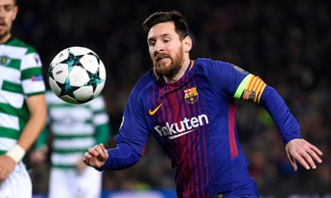 Lionel Messi in action for Barcelona against Sporting Lisbon in the Champions League on Tuesday