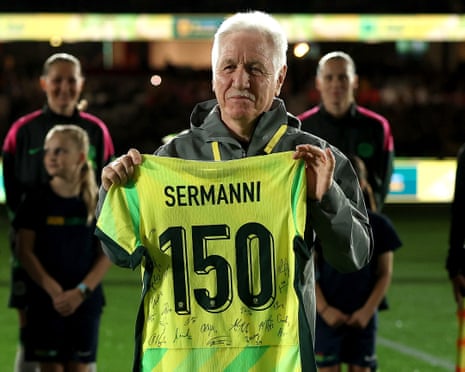 Tom Sermanni is recognised for his coaching contribution to the Matildas.