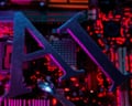AI letters and robot hand