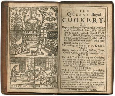 The Queen's Royal Cookery do T Hall, de 1713, avaliada em £ 700-900.
