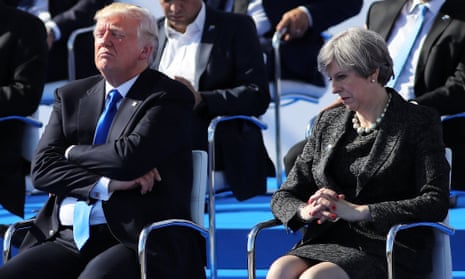 Donald Trump and Theresa May pictured in Brussels ahead of a Nato summit meeting in May last year.