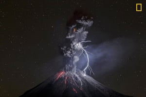 Lightning strike on volcano