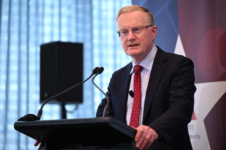 Reserve Bank Governor Philip Lowe addresses the American Chamber of Commerce in Sydney on Tuesday.