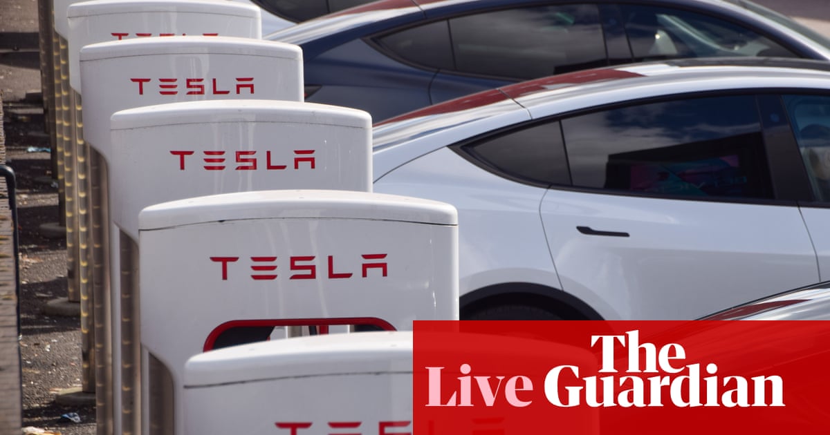 Tesla sales halve in Europe; markets welcome US delay to EU 50% tariffs business live
