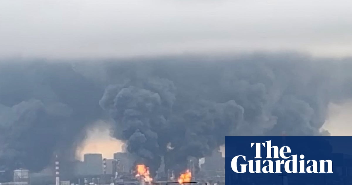 Russian oil refinery on fire after barrage of Ukrainian drones strike Moscow
