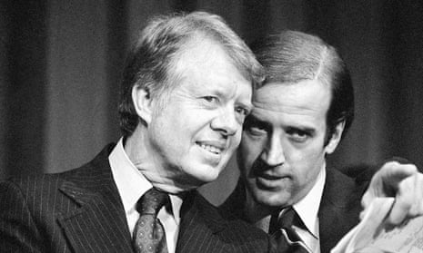Jimmy Carter and then senator Joe Biden at a fundraising reception in Wilmington, Delaware.
