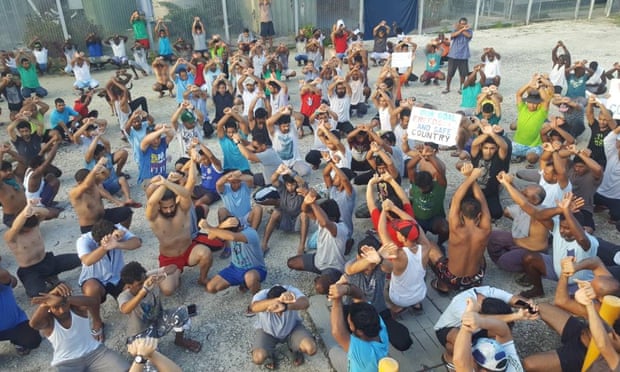 Asylum seekers and refugees protest on Manus Island in Papua New Guinea