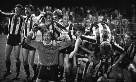 Chorley celebrate after their 3-0 victory over Wolves in the FA Cup first round second replay at Burnden Park. 